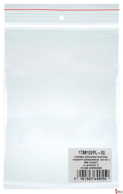 Torebka strunowa DONAU, PP, 40x60mm, 100szt., transparentna