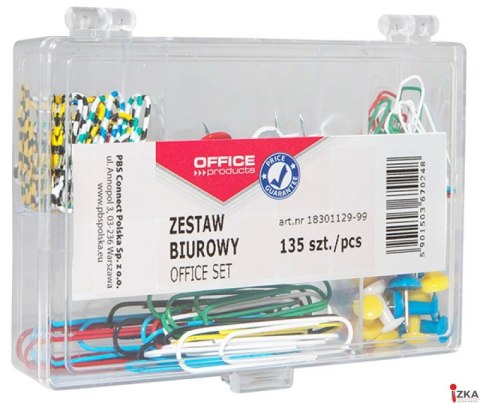Zestaw biurowy (pinezki i spinacze) , mix 135szt., typu OFFICE PRODUCTS 18301129-99