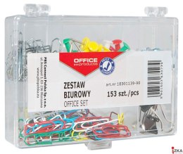Zestaw biurowy (pinezki, klipy i spinacze) , mix 153szt., mix kolorów, typu OFFICE PRODUCTS 18301139-99