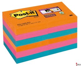 Bloczek samoprzylepny POST-IT_ Super Sticky (622-12SS-EG), 47,6x47,6mm, 12x90 kart., paleta Bangkok