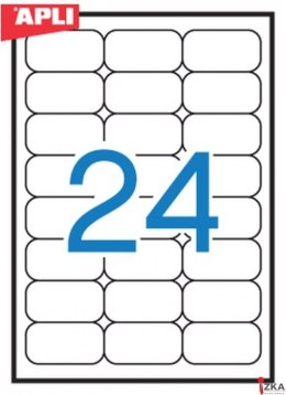 Etykiety 02872 64*33.9 czerwo fluo zaokrąglona APLI 20ar.