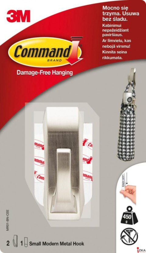 Hak COMMAND_ (MR01-BN), metalowy, mały, srebrny