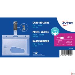 Holdery na karty z klipsem, 54 _ 85 mm, 25 szt., półprzezroczyste, 4826