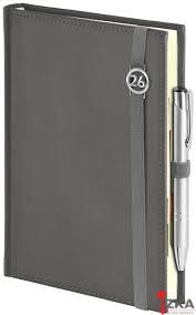 Kalendarz Piko z gumką szary z ażurową datówką B5 tygodniowy z notesem WOKÓŁ NAS