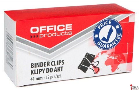 Klipy do dokumentów , 41mm, 12szt., czarne, typu OFFICE PRODUCTS 18094119-05