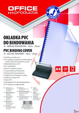 Okładki do bindowania , PVC, A4, 200mikr., 100szt., niebieskie transparentne, typu OFFICE PRODUCTS 20222015-01