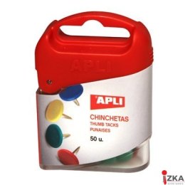 Pinezki kolorowe 50szt.APLI 12347 pudełko plastik