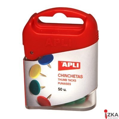 Pinezki kolorowe 50szt.APLI 12347 pudełko plastik