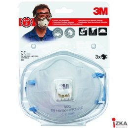 Półmaska filtrująca przeciw pyłom,mgłom(3)3M z zaworem8822 FFP2 XA004838836