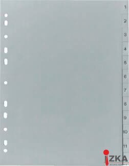 Przekładki numeryczne A4 1-15, szare, polipropylenowe, Biella 470415-00
