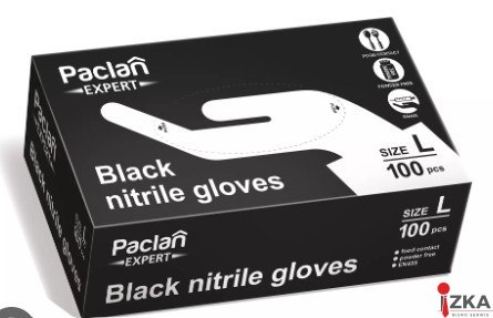 Rękawice nitrylowe czarne L 100szt. PACLAN