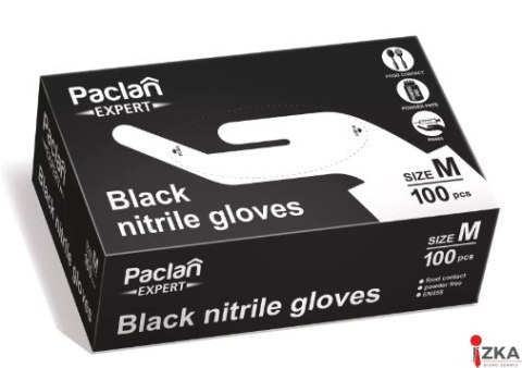 Rękawice nitrylowe czarne M 100szt. PACLAN