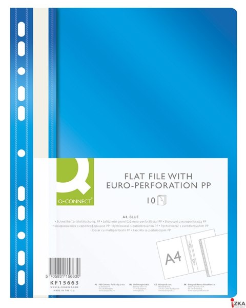 Skoroszyt Q-CONNECT, PP, A4, standard, 120/170mikr., wpinany, niebieski KF15663