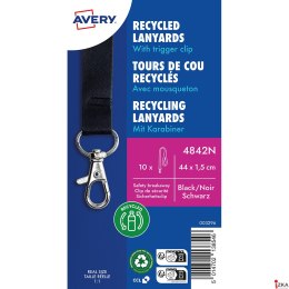 Smycze z recyklingowanego PET, 10 szt., 15 _ 440 mm, czarne, 4842N