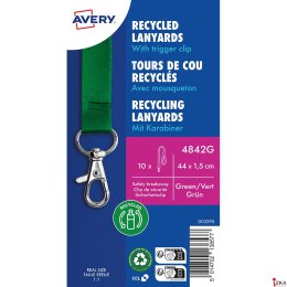 Smycze z recyklingowanego PET, 10 szt., 15 _ 440 mm, zielone, 4842G