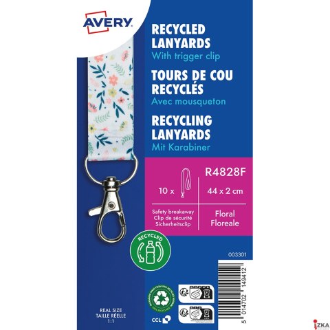 Smycze z recyklingowanego PET, 10 szt., 20 _ 440 mm, wzór kwiatowy, R4828F