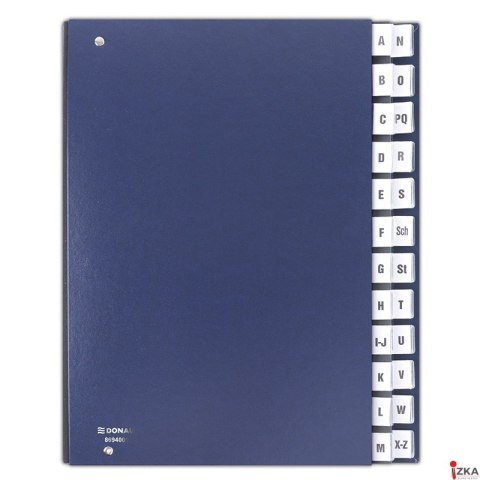 Teczka korespondencyjna DONAU, karton, A4, A-Z, granatowa, 8694001-18