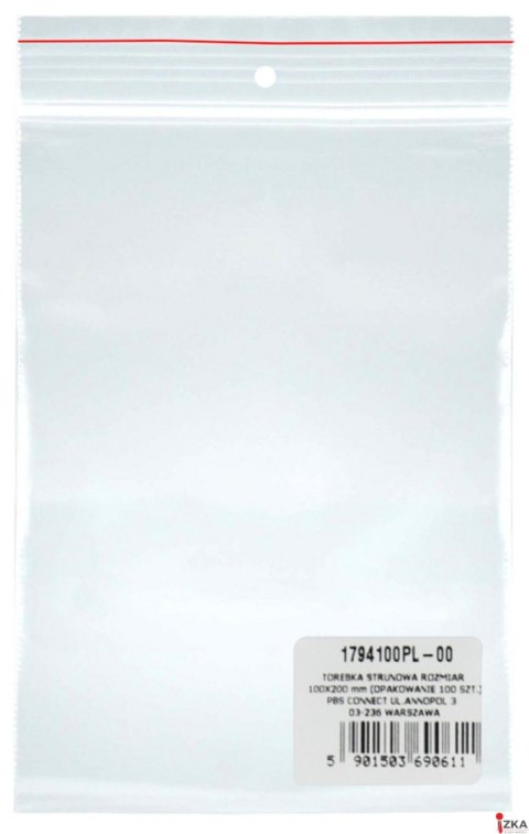 Torebka strunowa DONAU, PP, 100x200mm, 100szt., transparentna