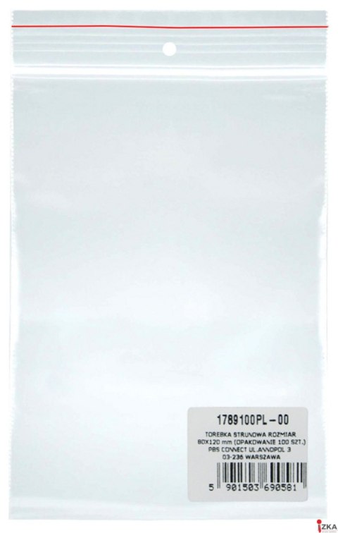 Torebka strunowa DONAU, PP, 80x120mm, 100szt., transparentna