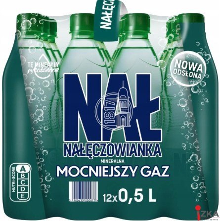 Woda NAŁĘCZOWIANKA mocniejszy gaz 0.5L butelka PET zgrzewka 12 szt. KAUCJA
