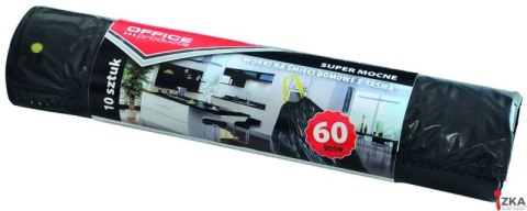 Worki na śmieci domowe z taśmą , super mocne (LDPE), 60l, 10szt., czarne, typu OFFICE PRODUCTS 22023222-05