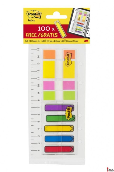 Zestaw szkolny zakładek POST-IT_ (683-3+680-1+684-ARR1), z linijką, mix kolorów, 3M-UU004905160