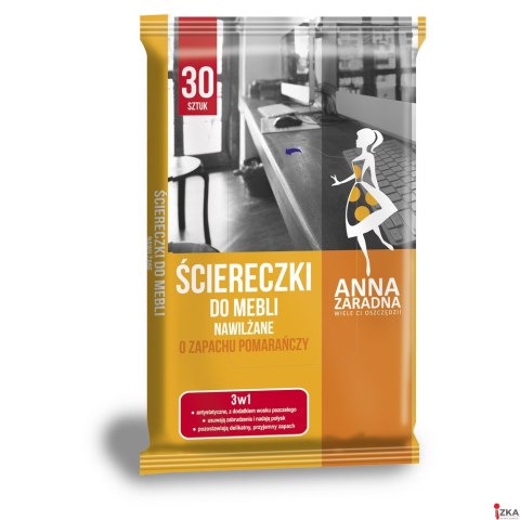 ANNA ZARADNA Ściereczki nawilżane do mebli, o zapachu pomarańczy, białe chusteczki (30 szt.) ST-AZ-030163