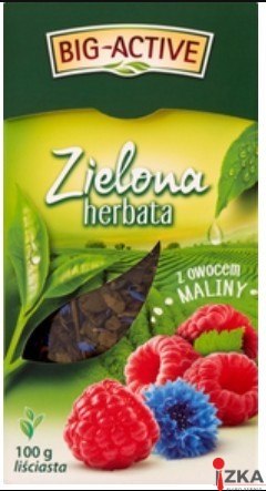 Herbata BIG-ACTIVE zielona liściasta z owocem maliny 100g