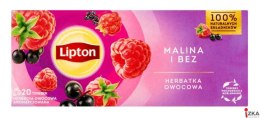Herbata LIPTON owocowa, malina i bez, 20 torebek