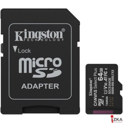 Karta pamięci Canvas Plus Gen3 MicroSD + adapter 64GB Kingston