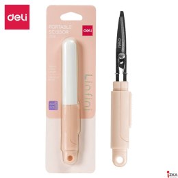 Kompaktowe nożyczki Deli EZ508 w bezpiecznym etui, różowe, EZ508P