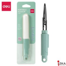 Kompaktowe nożyczki Deli EZ508 w bezpiecznym etui, zielone, EZ508GR