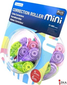 Korektor w taśmie mini WH-505-50P, 5mm x 6m - słoik 50 szt kolory pastelowe, 51660 PLUS