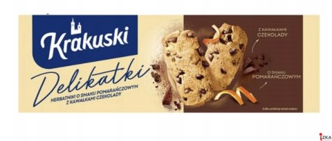 Krakuski Delikatki Herbatniki z Kawałkami Czekolady o Smaku Pomarańczy 125g