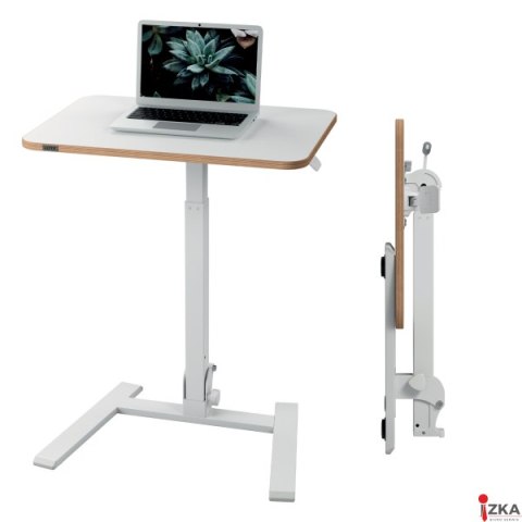 Małe składane biurko Leitz Ergo do pracy w pozycji siedzącej i stojącej, białe 65880001