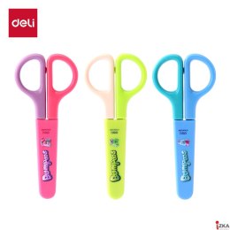Nożyczki szkolne Deli z ochroną ostrza SE MACARON mix kolorów.