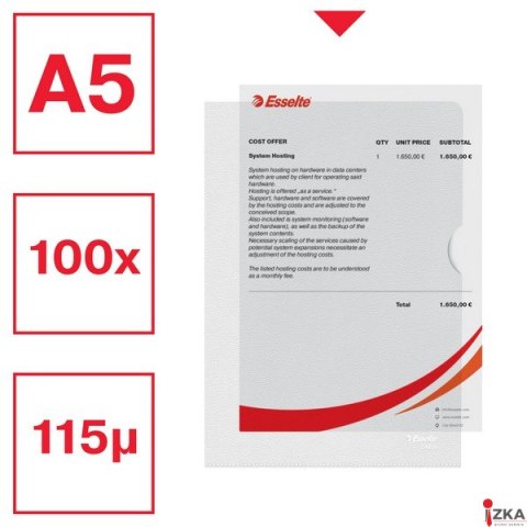 Ofertówki groszkowe A5 Esselte, 115 mikronów, 100 sztuk, 54850