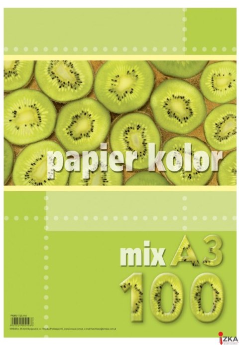 Papier xero A3 80g mix kolorów (100 arkuszy) KRESKA.