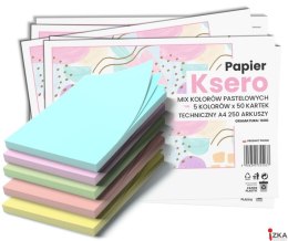 Papier xero A4 mix kolorów 160g (250 arkuszy) 5 kolorów pastelowych SALE