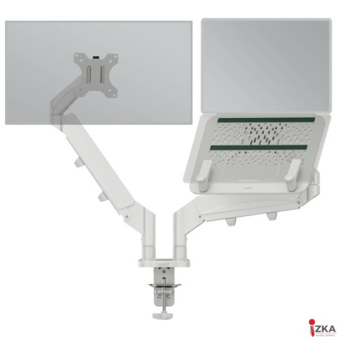 Podwójne ramię Leitz Ergo do monitora i laptopa, jasnoszare 65380085