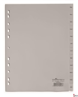 Przekładki PP A4 szare, nadr. indeks, 1-12, 1 2 części Szary 650710 DURABLE