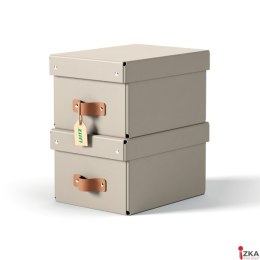 Pudełko do przechowywania Leitz Puro z pokrywką, małe, 7 l, z tektury w 100% z recyklingu, 2 szt., beżowe 61470012.