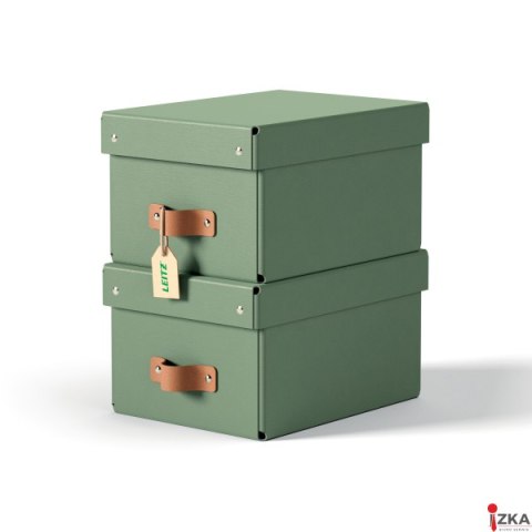 Pudełko do przechowywania Leitz Puro z pokrywką, małe, 7 l, z tektury w 100% z recyklingu, 2 szt., zielone 61470050