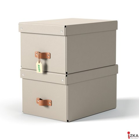 Pudełko do przechowywania Leitz Puro z pokrywką, średnie, 17 l, z tektury w 100% z recyklingu, 2 szt., beżowe 61490012.