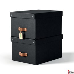 Pudełko do przechowywania Leitz Puro z pokrywką, średnie, 17 l, z tektury w 100% z recyklingu, 2 szt., czarne 61490095.
