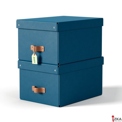 Pudełko do przechowywania Leitz Puro z pokrywką, średnie, 17 l, z tektury w 100% z recyklingu, 2 szt., granatowe 61490068. SALE