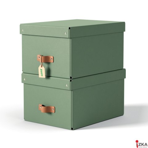 Pudełko do przechowywania Leitz Puro z pokrywką, średnie, 17 l, z tektury w 100% z recyklingu, 2 szt., zielone 61490050.