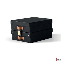 Pudełko do przechowywania Leitz Puro z pokrywką, średnie niskie, 8 l, z tektury w 100% z recyklingu, 2 szt., czarne 61480095