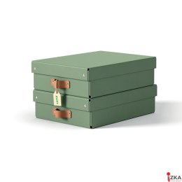Pudełko do przechowywania Leitz Puro z pokrywką, średnie niskie, 8 l, z tektury w 100% z recyklingu, 2 szt., zielone 61480050.