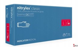 Rękawice nitrylowe bezpudrowe diagnostyczne MERCATOR, nitrylex classic, (100 szt.), rozmiar L, niebieskie